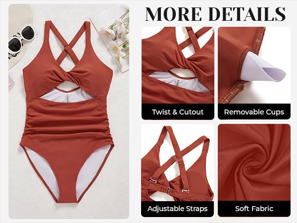 Tempt Me Women's One Piece Swimsuit - Cutout Tummy Control Bathing Suit V Neck Twist Front Swimwear 2025