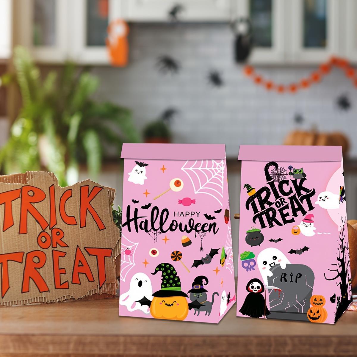 30pcs Halloween Candy Snacks, Paper Bags, Cute Funny Sealing Stickers, Decorative Props, Party Supplies, Fun Halloween Treats