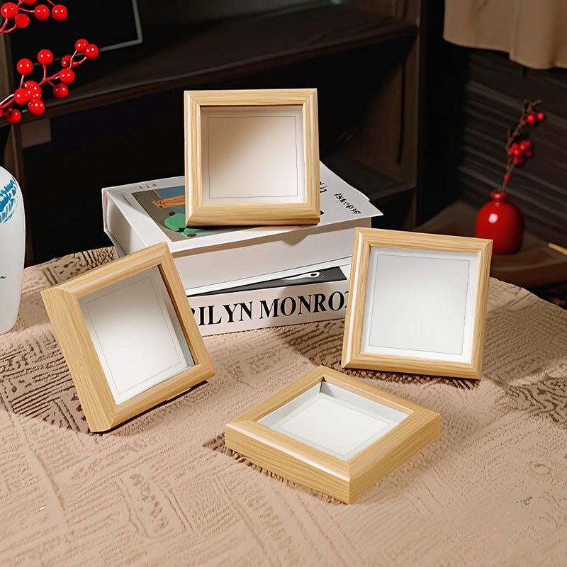 Wooden Photo Frame Stand DIY Simple Living Room Bedroom Decor Wall Hanging Picture Frame Hollow Out Art Display Piece