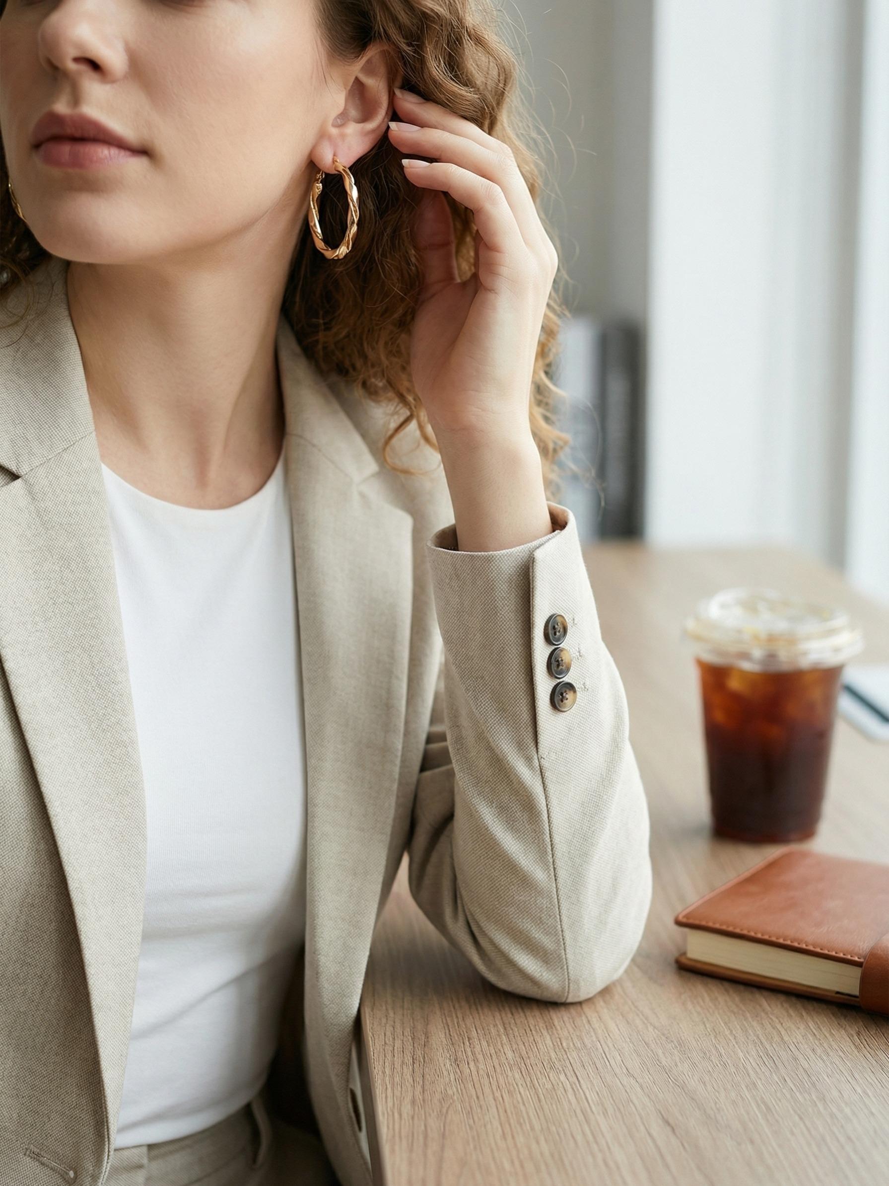 18k Gold Plated Twisted Large Circle Earrings, Luxury Vintage Simple Ring Ear Jewelry, Elegant Fashion Accessory for Women