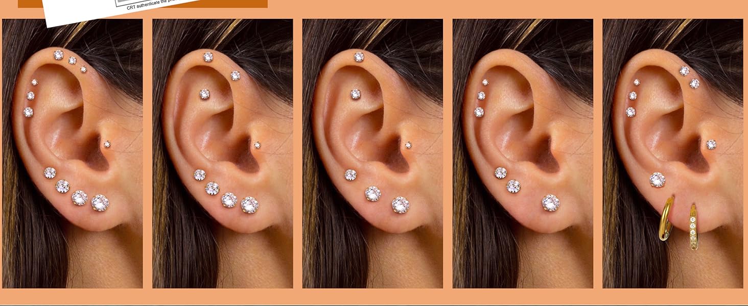 Trendy 7 Pairs Hypoallergenic Flat Back Earrings for Women Men Silver 14K Plated Gold Stainless Steel Stud Earrings Brithstone Cubic Zirconia Studs Surgical Steel Cartilage Earrings for Sensitive Ears Trendy 7 Pairs Hypoallergenic Flat Back Earrings for Women Men Silver 14K Plated Gold Stainless Steel Stud Earrings Brithstone Cubic Zirconia Studs Surgical Steel Cartilage Earrings for Sensitive Ears