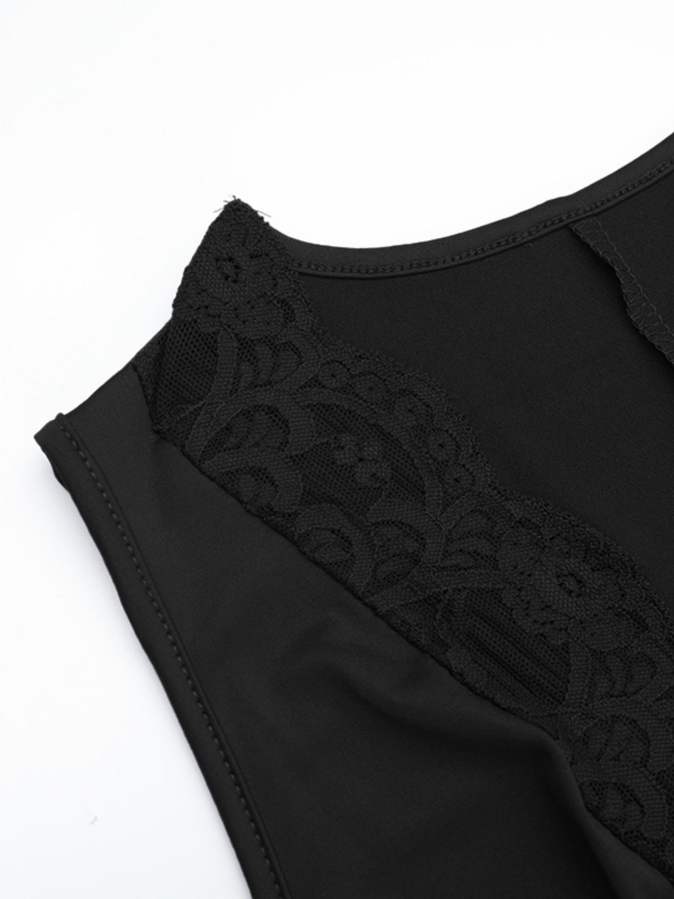 Women's V Neck Lace Trim Jumpsuit, Fitted Plain Design, Sexy Style, Perfect for Casual Wear, Comfortable & Stylish