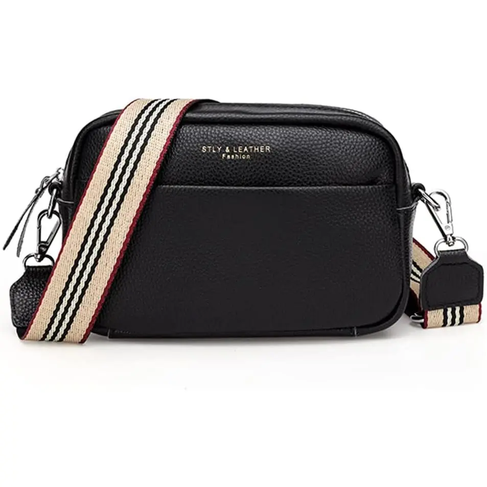 Crossbody Bag for Women  Wide Strap  Bag Purse Trendy Design Camera Crossbody Purse Top Zip