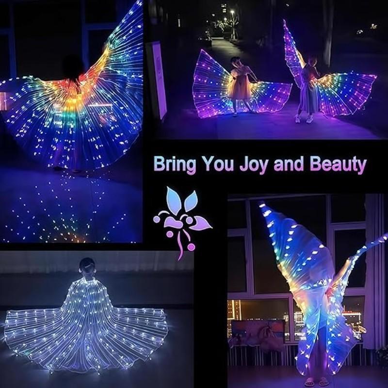 LED Glowing Butterfly Wings, 360° Stage Cape, Flashing Mode, Battery Powered, Perfect for Belly Dance, Carnival, Party Performances, Weddings, Night Shows