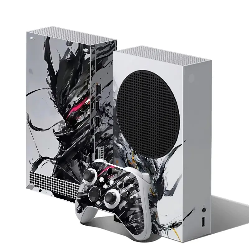 Xbox Series S Sticker Set, Original and Ink Brush Dark Warrior Design, Waterproof Vinyl, Removable Without Residue, Game Console Decor, Waterproof Stickers