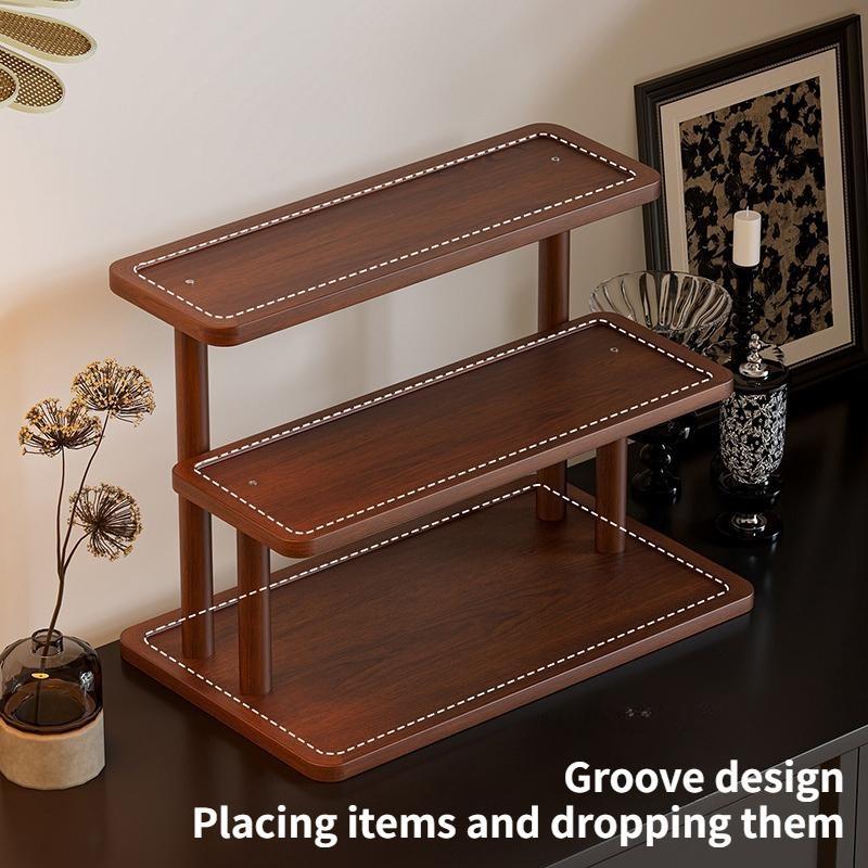 Wooden Multi-Layer Display Rack, Home Storage Organizer, Cup Holder, Key Holder, Small Item Organizer, Space Saving Design, Durable Material, Display Riser