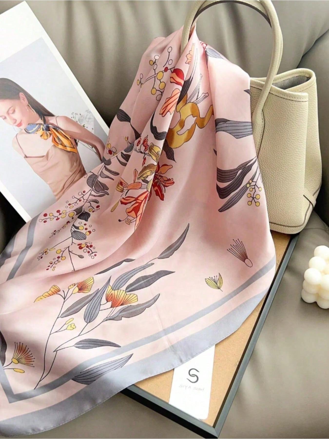 1Pc Spring and Autumn Butterfly Printed Scarf Women's Versatile 70cm Square Scarf Sweet Atmosphere External Shawl
