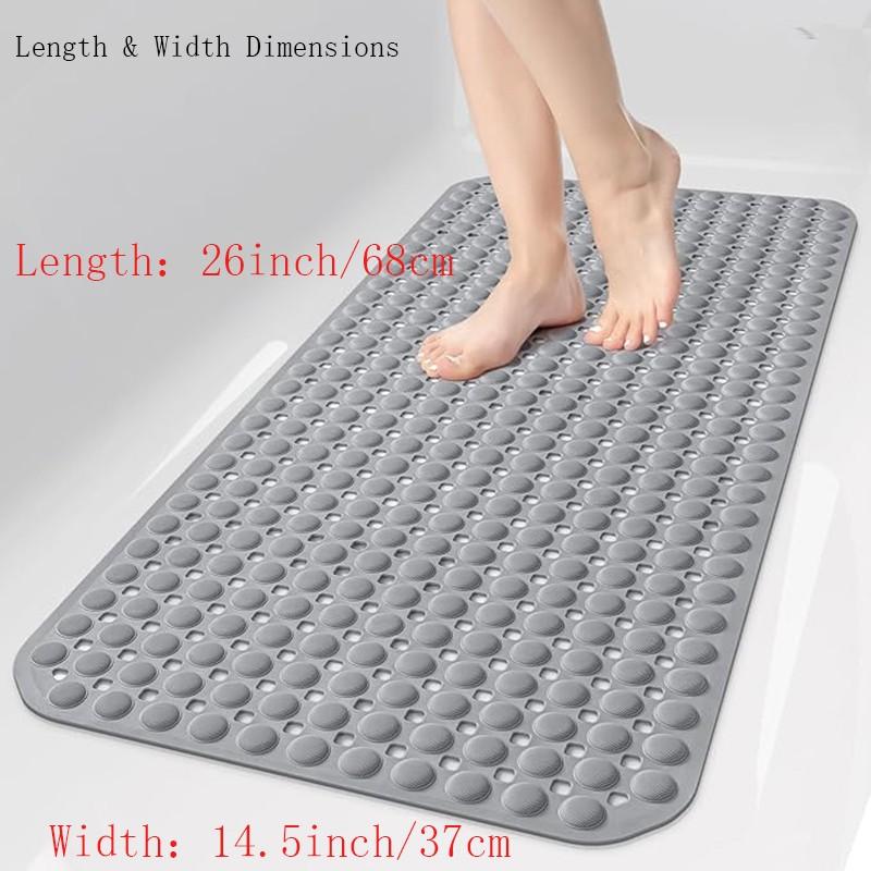 PVC Magnetic Bath Mat 37x68cm, Durable Non-Slip, Square Drain Holes, Ideal for Shower, Bathroom, Bathtub, Hotel, Home Decor