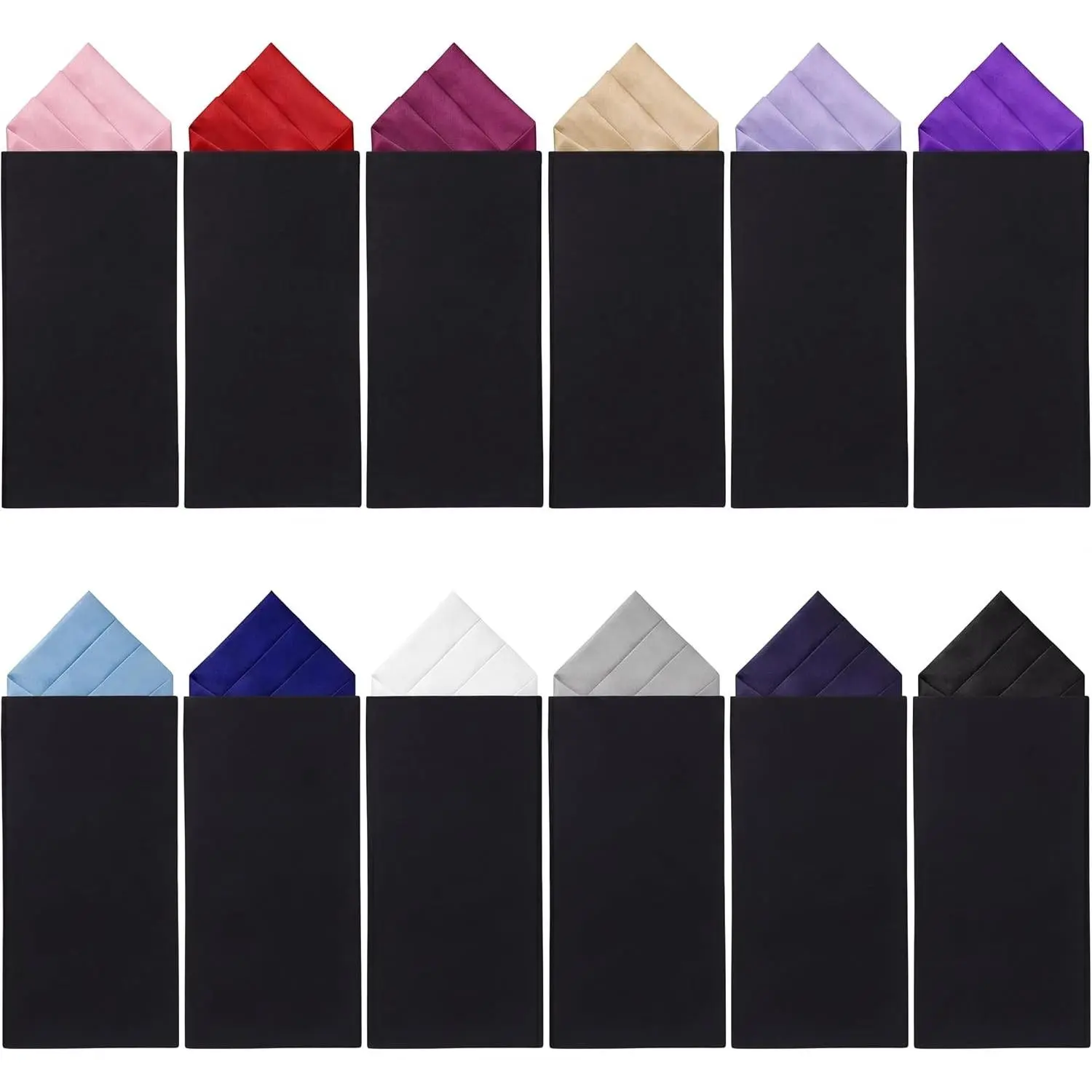12 Pcs Men's Polyester Pre-Folded Pocket Squares Classic Suit Handkerchiefs on Card, Masculine Suit Accessories(Gift)