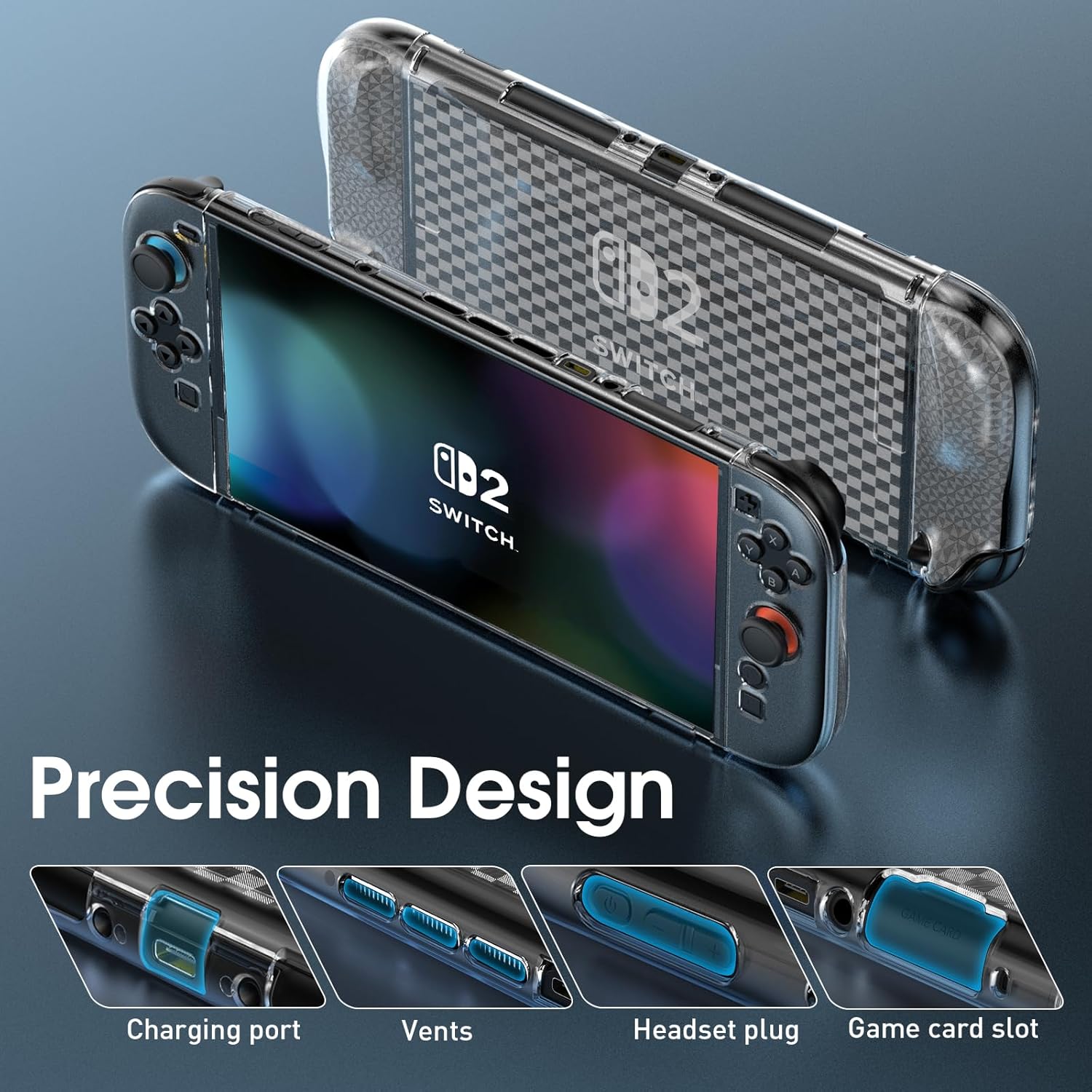 【Mid-year promotion】【Switch 2】 Case for Nintendo Switch 2(2025), Switch 2 TPU Cover, Protector Case Cover for Switch 2 Accessories with 6 Thumb Caps and Screen Protector, Anti-Slip, Shock-Proof,Anti-Scratch