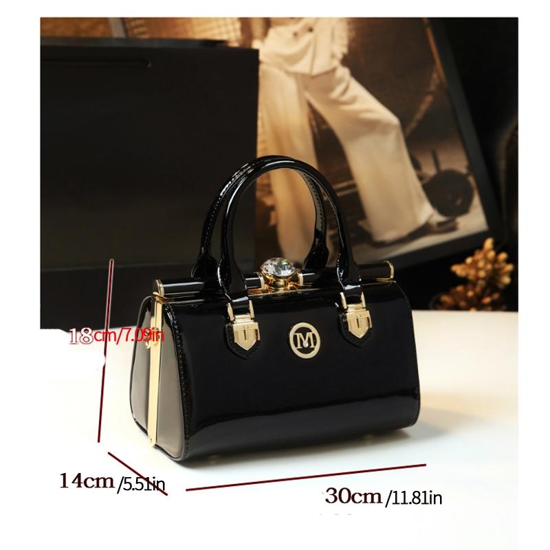 Elegant Matte Finish Handbag, Fashion Lock Closure Boston Bag, Vintage Style Commuter Crossbody Small Bag, Women's Stylish Shoulder Purse