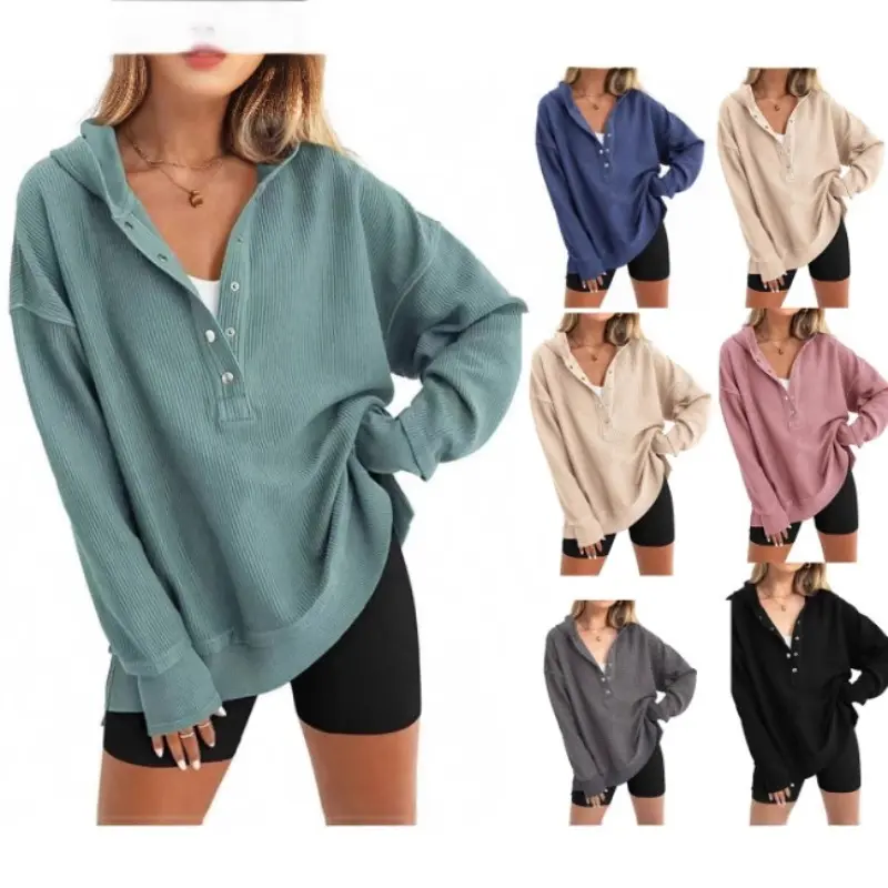 Women's Casual Pullover Hoodie - Autumn Winter Solid Color, Lady's Baggy Oversize Loose Shoulder Sleeve Sweater