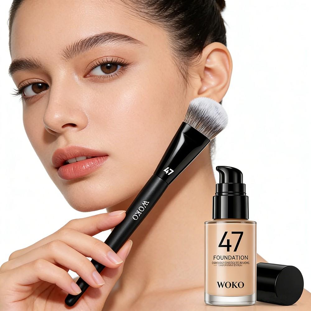 Professional Makeup Brush, 47 Foundation Brush Broom, Shadow Liquid Cream Blender, Angled Blush Brush, Cosmetic Tool for Precision Application