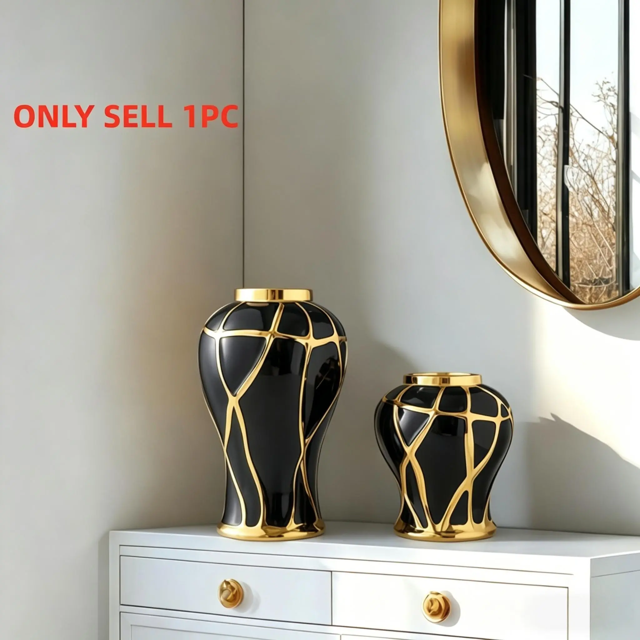 Nordic Style Ceramic Vase, Crack Pattern Design, Ideal for Living Room, Office, Lobby Decor, Fresh or Dried Flowers, Elegant Home Decoration, Decorative Vase