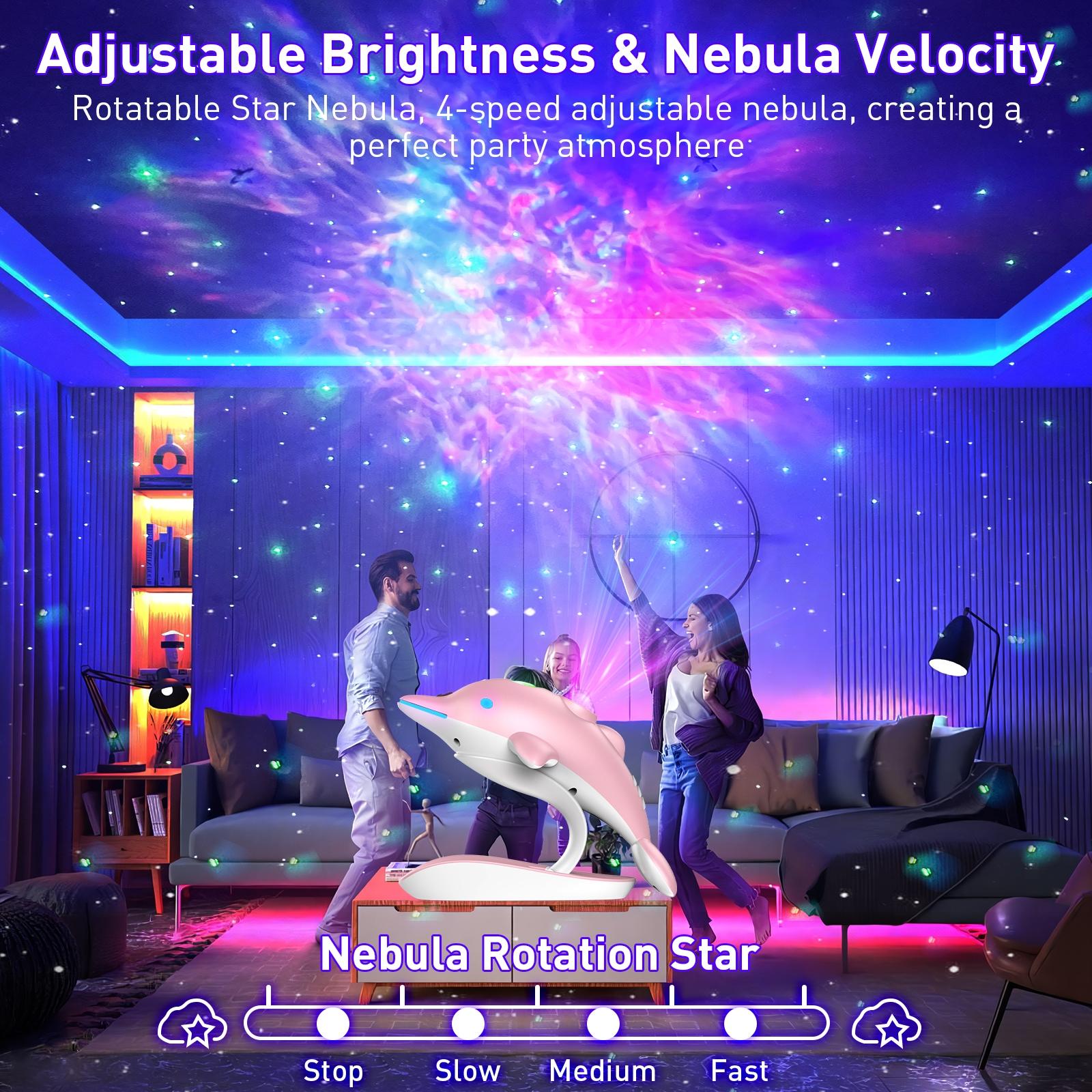 Dolphin Galaxy Projector Light, Night Light, Nebula Ceiling LED Light Strip with Timer and Remote Control, a perfect gift for birthday, Halloween, Christmas