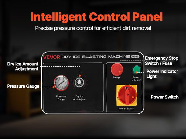 VEVOR Dry Ice Blasting Machine, 11LBS (5KG) Capacity Dry Ice Cleaning Machine with 4 Nozzles, Adjustable Pressure Dry Ice Amount, Movable Blaster Cleaner for Automotive Ship Aviation Chemical, 120V