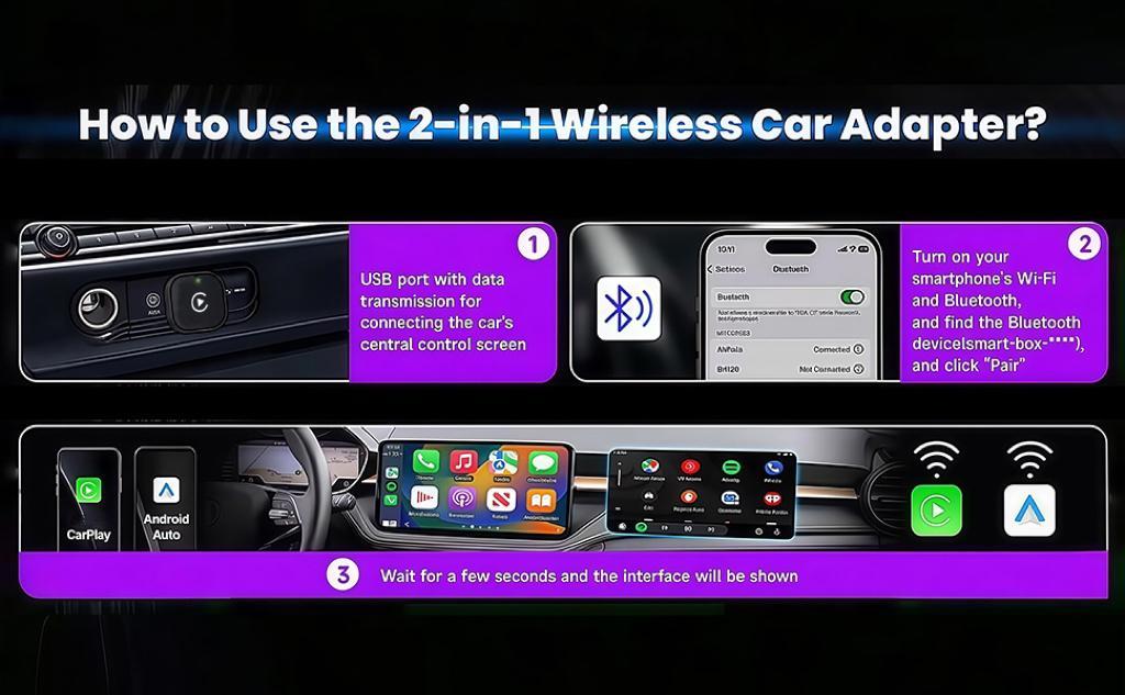 2026 New Upgraded CarPlay Wireless Adapter, for iPhone/Android, Instant Connection & Hands-Free Calling Feature