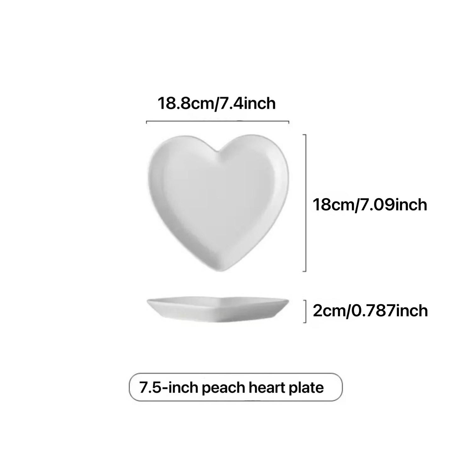 4-Piece Heart-Shaped Ceramic Plates Set, Stackable Dessert Salad Fruit Snack Chips Sandwich Cheese Biscuit Serving Dishes, Oven Microwave Dishwasher Safe, Modern Ceramic Dinnerware
