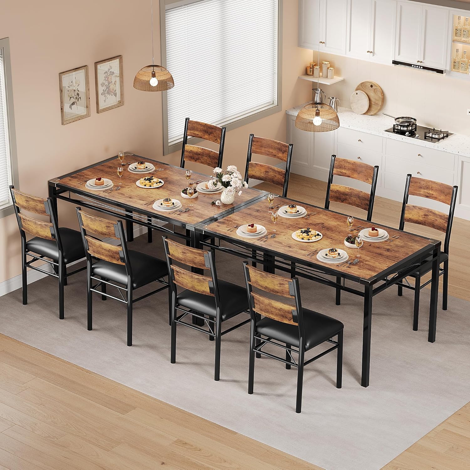 Dining Table Set for 4/2, Dining Room Table Set for 4/2 with Upholstered Chairs, Wood Kitchen Table Chairs Set of 4/2 with Corner Protector for Small Space, Kitchen, Apartment, Dining Table Set for 4/2, Dining Room Table Set for 4/2 with Upholstered Chairs, Wood Kitchen Table Chairs Set of 4/2 with Corner Protector for Small Space, Kitchen, Apartment,