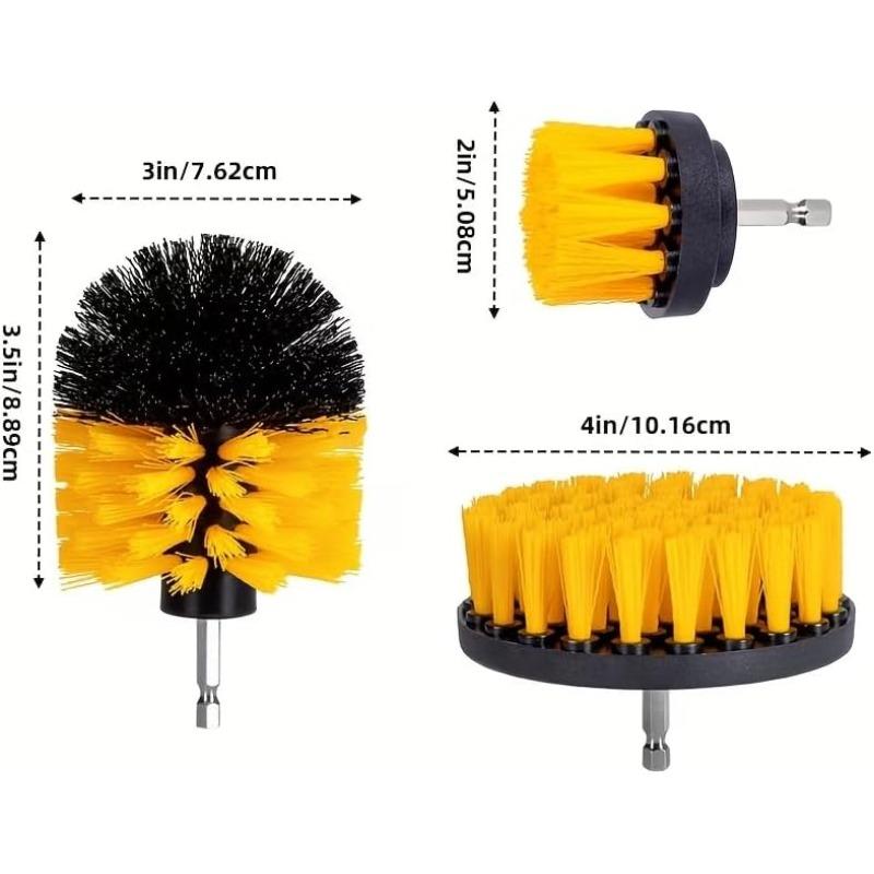 3 Piece Power Scrubber Brush Kit for Wheels, Tires, Carpet, Interior,Shoe cleaning, Upholstery - Medium Stiff Nylon Brushes for Cordless Drill Cleaning