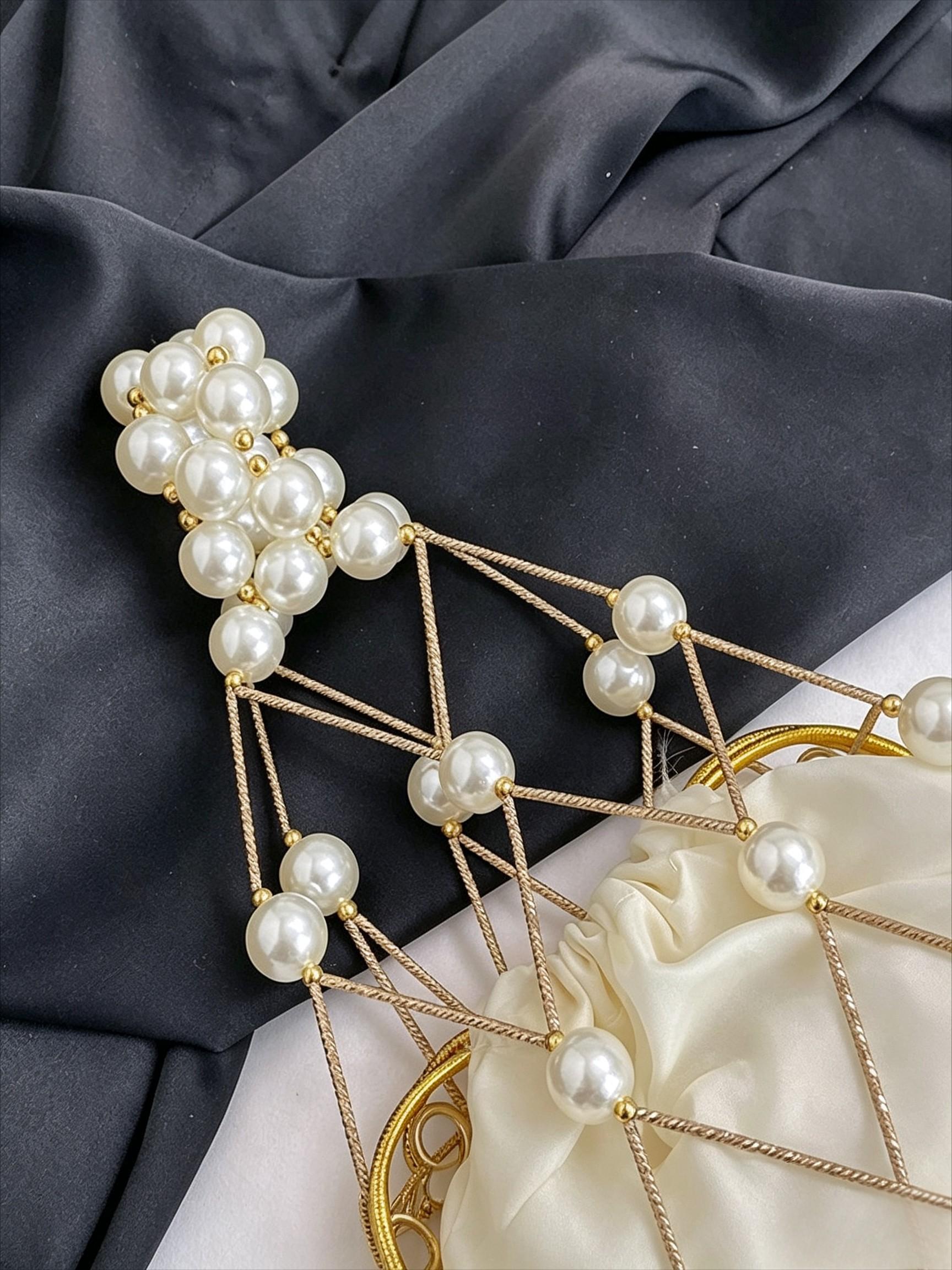 Pearly Net Pouch Bag for Mobile Phones, Unique Luxury Design, Soft Style Women's Essential Bag, Perfect for Parties and Dates, Christmas Atmosphere Enhancer, Fashionable Unique Bags
