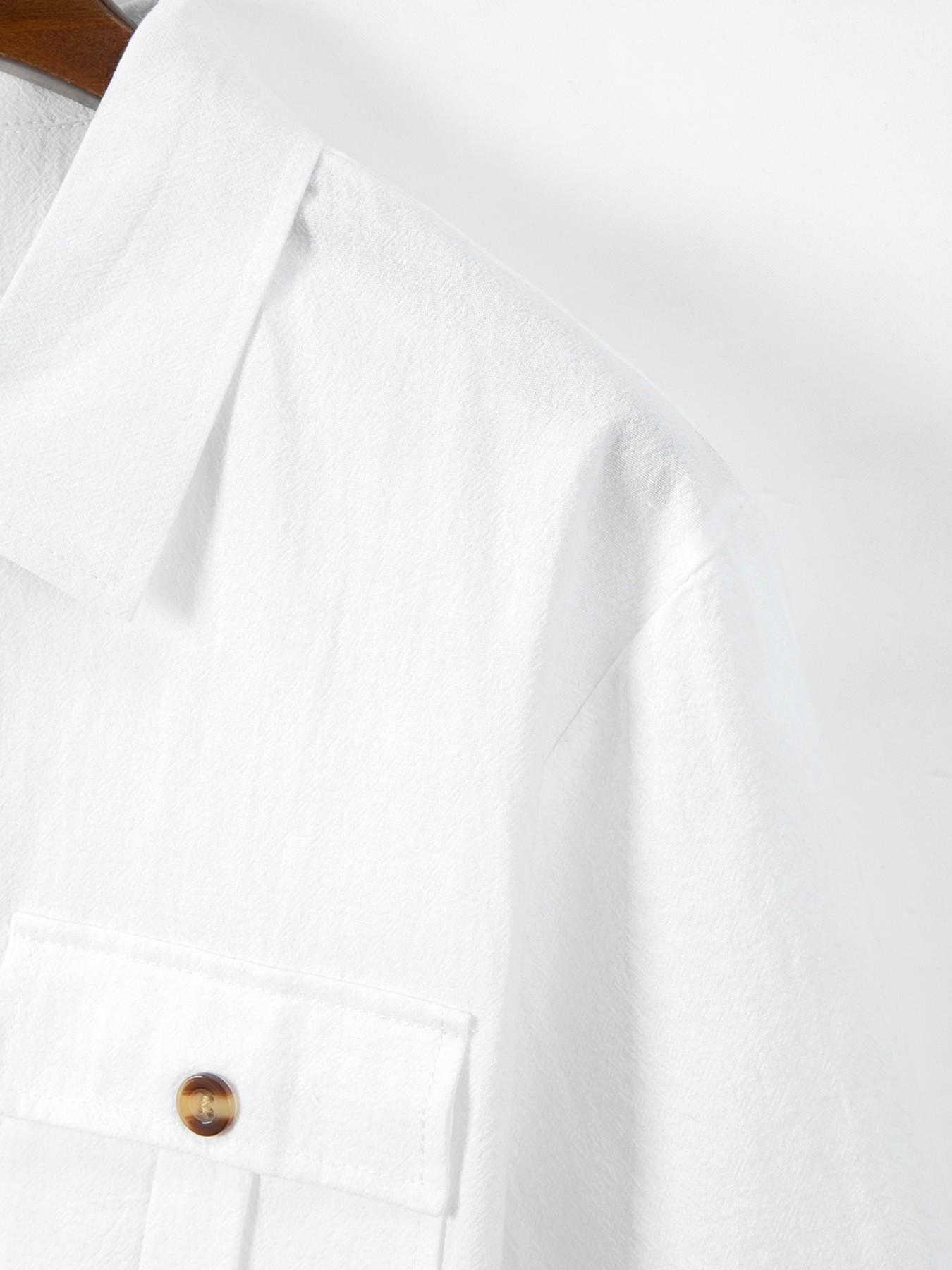 Summer Linen Style Men's Casual Short Sleeve Shirt and Long Pants Set, Resort Wear Set, Breathable Loose Fit Two-Piece, Drawstring Waist, Ideal for Vacation and Daily Wear Clothes, Clothing Sets, Menswear