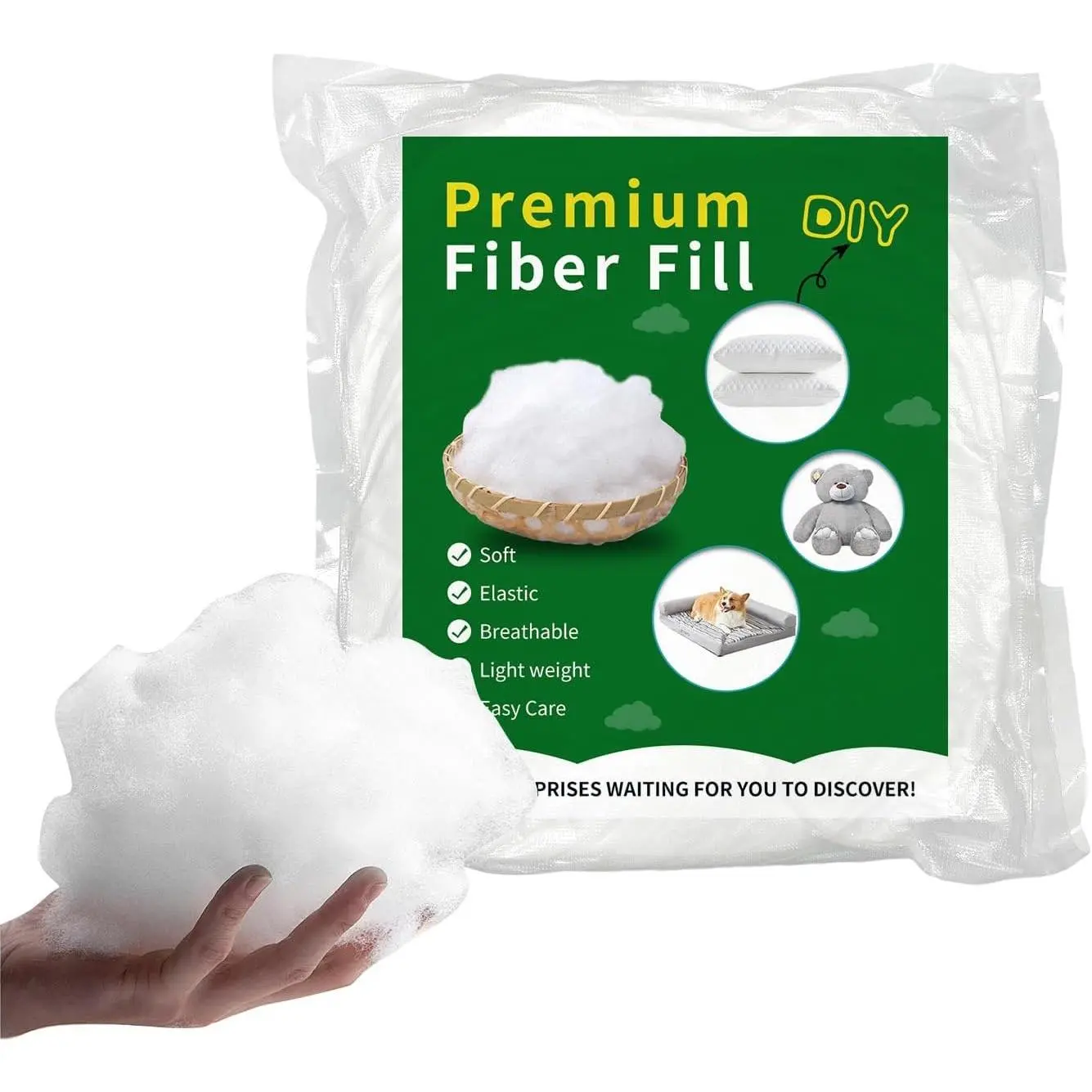 Polyfill Stuffing Fiber Fill 100g/0.22lb,Premium Fiberfill Stuffing for Craft,High-Resilience Recyclable Crochet Stuffing for Stuffed Animals,Crochet, Home Decor