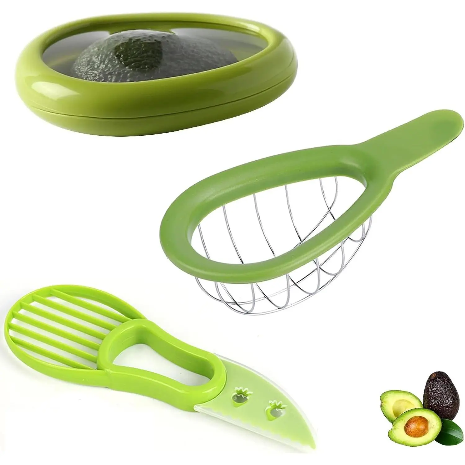 3 PCS Avocado Tools Set Slicer Saver Cutter Peeler Pitter Dicer Fruit Vegetable Kitchen Gadgets for Daily Use
