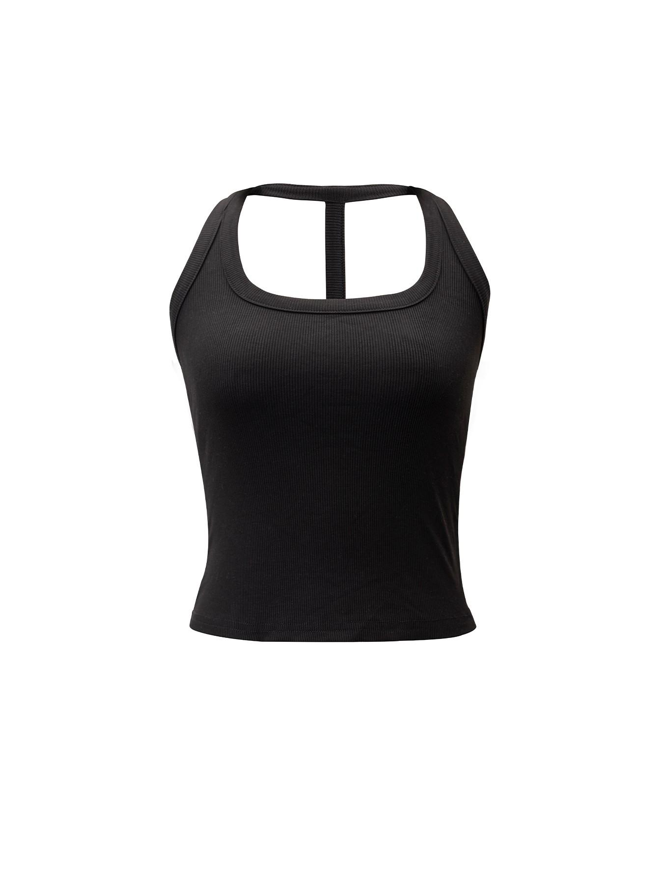 Backless Sleeveless Sports Bra Tank Top, Cross-Back Design, Comfortable Casual Wear, Daily Date, Slim-Fitting Short Style, Yoga Sports Bra