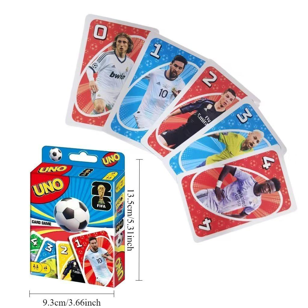 Soccer Star UNO Cards - 108pcs Football Player Themed Family Card Game for Kids & Adults, Fun Party & Travel Toy