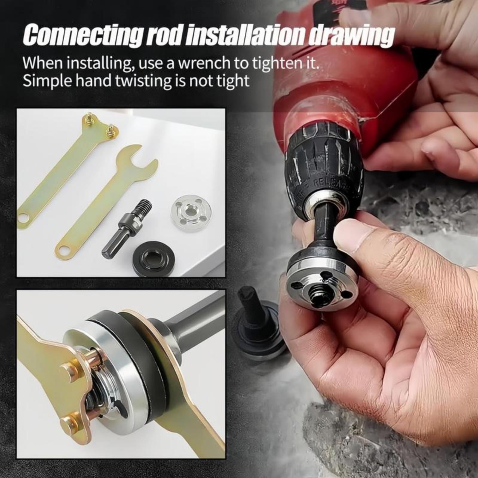 Conversion Angle Grinding Adapter Connecting Rod Kit for Electric Drill, 6mm & 10mm Arbor Mandrel Adapter with Spanner, Angle Grinding Tools Accessories, Hardware, Heavy Duty, Industrial