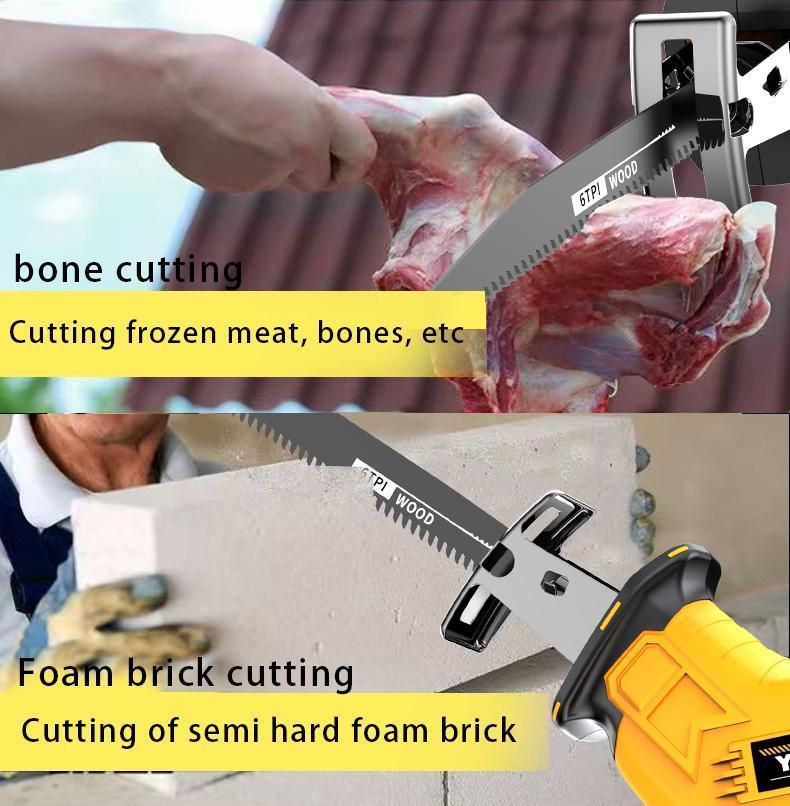 YUNXI reciprocating saw Lithium-ion battery powered cordless saw, cordless saw blade, cordless reciprocating saw, suitable for home and outdoor use, for cutting trees, PVC, thin wood panels and soft metal.