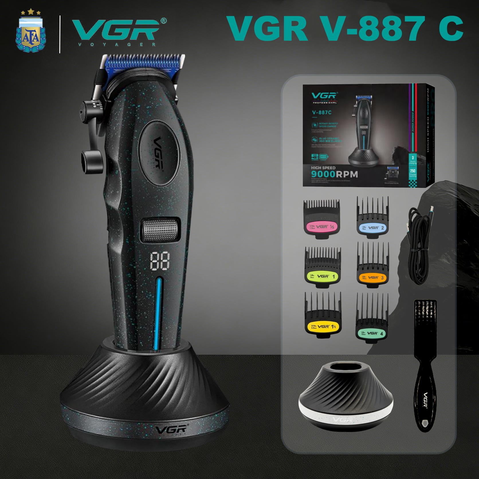 VGR Hair Clippers Professional Rechargeable Right Taper Trimmer 9000RPM Blue Ceramic Blade Hair Clippers For man V-887C V-887T