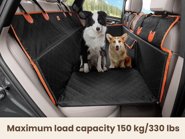 Pecute Dog Car Back Seat Extender - Zippered Fabric Cover, Impact Foam, Hard Bottom, Waterproof Backseat Protector, 400lbs Capacity, Machine Washable, Versatile Pet Travel Car Accessories,back to school