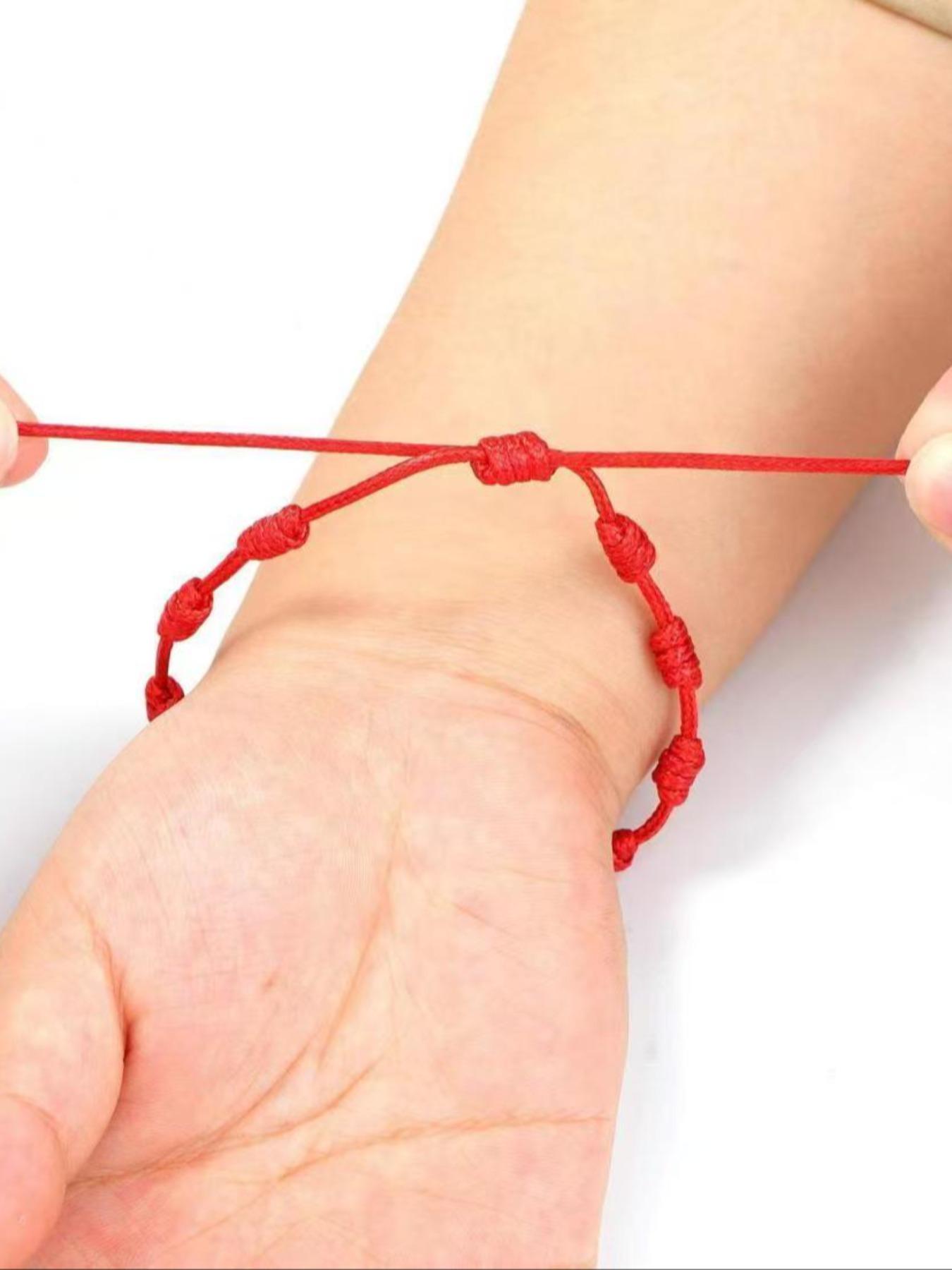 2 Pieces String Handmade Bracelets, Adjustable Kabbalah Knot String Bracelet, Amulet for Protection, Evil Eye, Good Luck