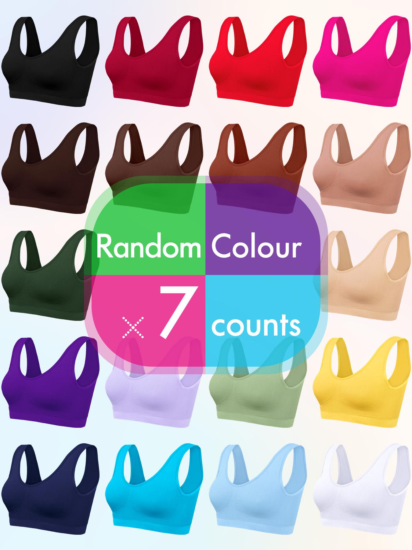 Women's 7pcs Solid Seamless Lingerie Top, Comfortable Breathable Wireless Bra For Daily Wear, Women's Lingerie For All Seasons