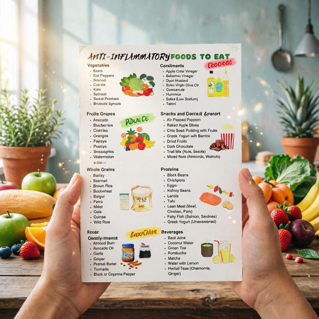 Anti-Inflammatory Diet Poster Set, Food Guide for Fitness & Chronic Disease Management, Kitchen Decor, Health Nutrition Chart