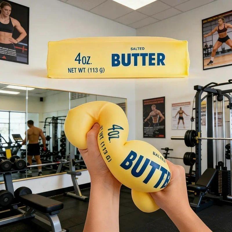 1 Ultimate Stress Relief Squeeze - A New Ultra-Soft, Slow-Rebound Butter Stick-Shaped Stress Ball - A Unique and Fun Stress Relief Toy Mimicking Real Food Shapes. The Butter Stick-Shaped Stress Ball is Extra Soft to Squeeze