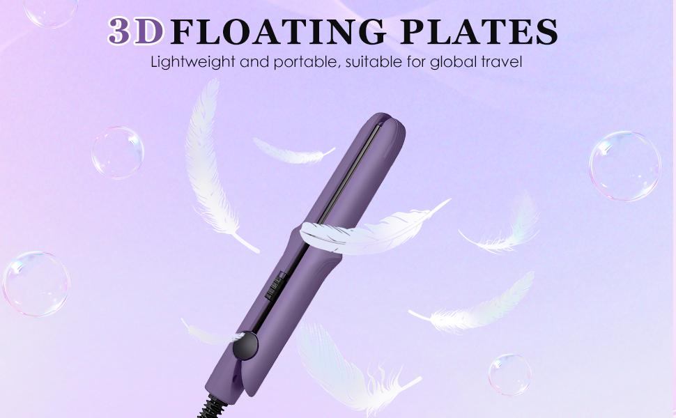 Omaky Upgraded 2-in-1 Mini Curling Wand Flat Iron Hair Straightener,Mini Dual Purpose Curling Flat Iron, Long-Lasting Portable Travel Curling Wand for Women Girls Short Hair, All Hair Types(Pink)