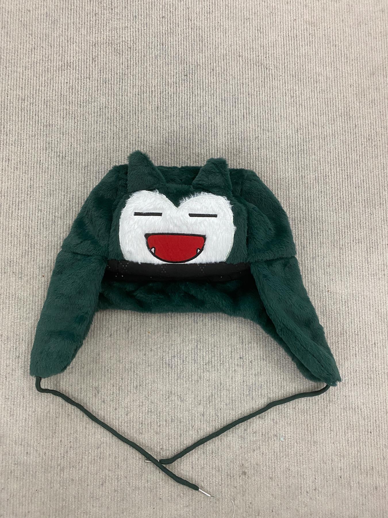 Autumn Winter Fashion Beanie Hat, Warm Cartoon Embroidery Pattern, Unisex Fitted Plush Cap, Street Style, Fall & Winter