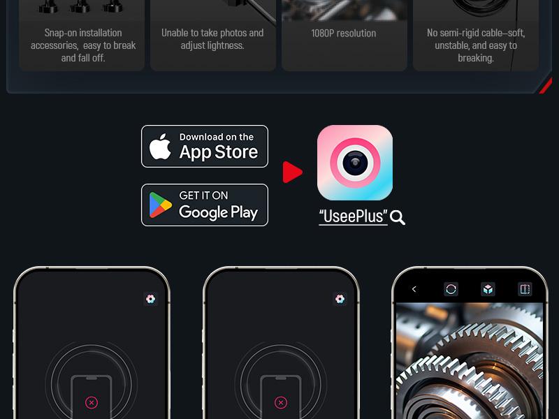 KAIWEETS Endoscope Borescope Camera with 8 Adjustable LED Lights, Car Inspection Camera, IP67 waterproof Multifunctional Inspection Tool for Car Repair, Home Appliance Inspection, Pipeline Maintenance