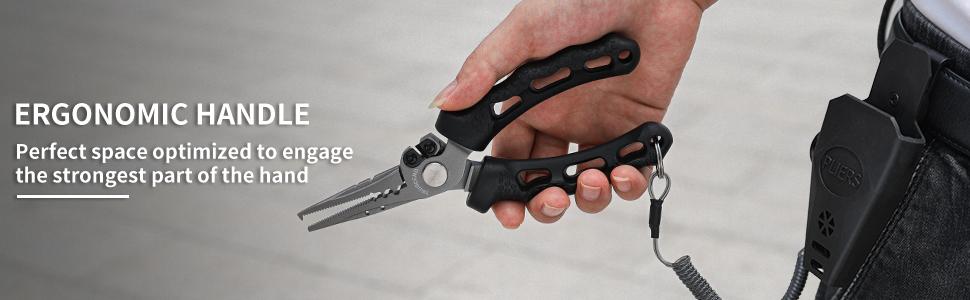 TRUSCEND Lockable Fishing Pliers with High Tungsten Cutter, Innovative Ergonomic Handy Handle, Saltwater Corrosion Resistant Teflon Coated Fishing Tool, Super Light Multi-Function Fishing Gifts tiktokshopspringglowup