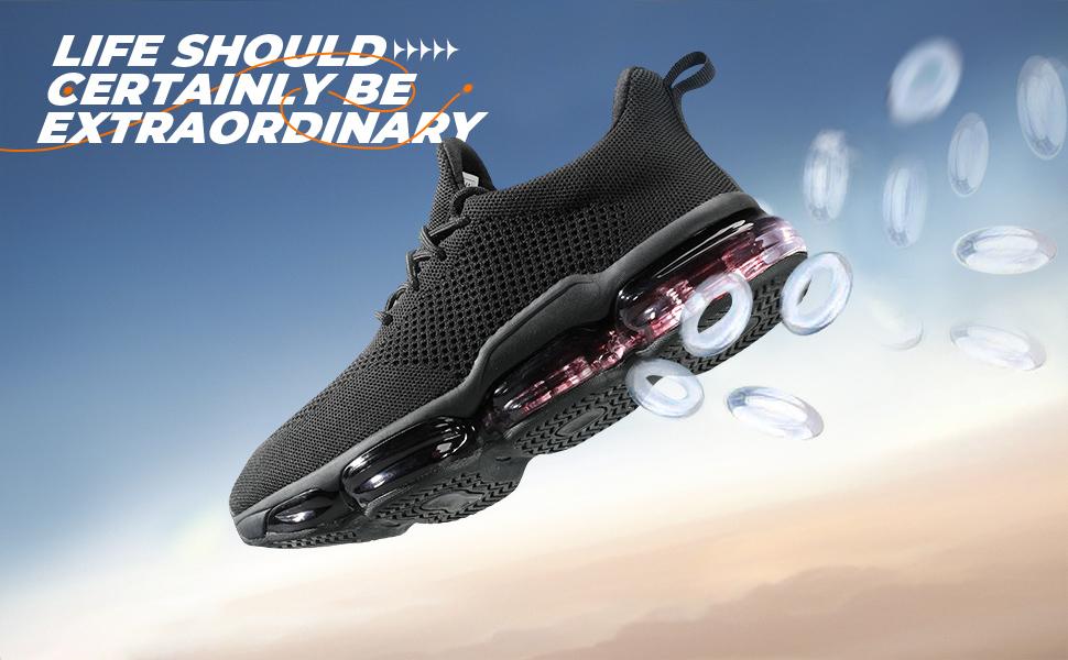 Mens Walking Shoes Lightweight Breathable Non Slip Air Running Shoes Workout Casual Comfortable Fashion Tennis Sneakers White