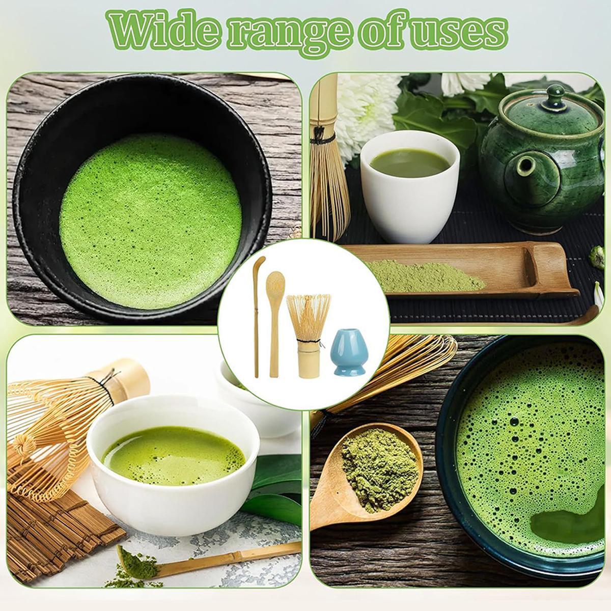 Matcha Tea Making Tool Set, 1 Box Matcha Bowl Spout & Bamboo Whisk & Tea Strainer & Spoon & Sifter & Whisk Holder, Tea Making Tools for Home Kitchen