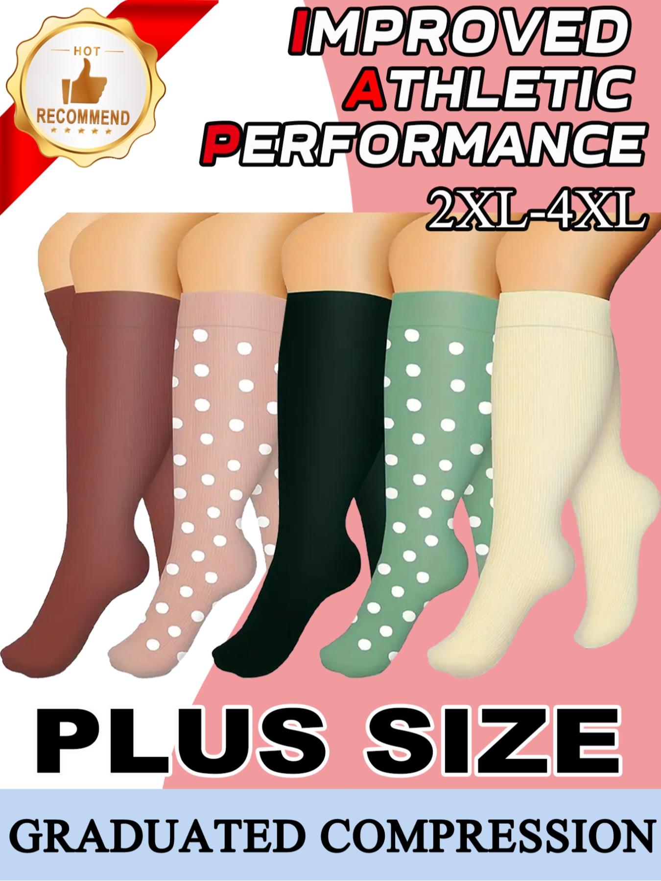Women's Plus Size Compression Socks, Sports Running Socks for Circulation, Nurses, Pregnant Women, Sports Socks for Women, Compression Athletic Socks
