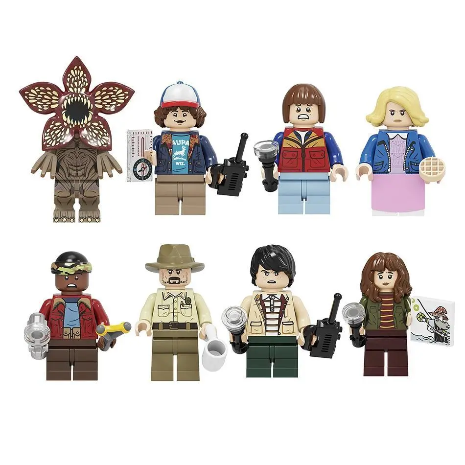The Terrible Movie Upside Down Dustin Mike Lucas Will Eleven Model Building Blocks Enlighten Action Figures Toys For Children
