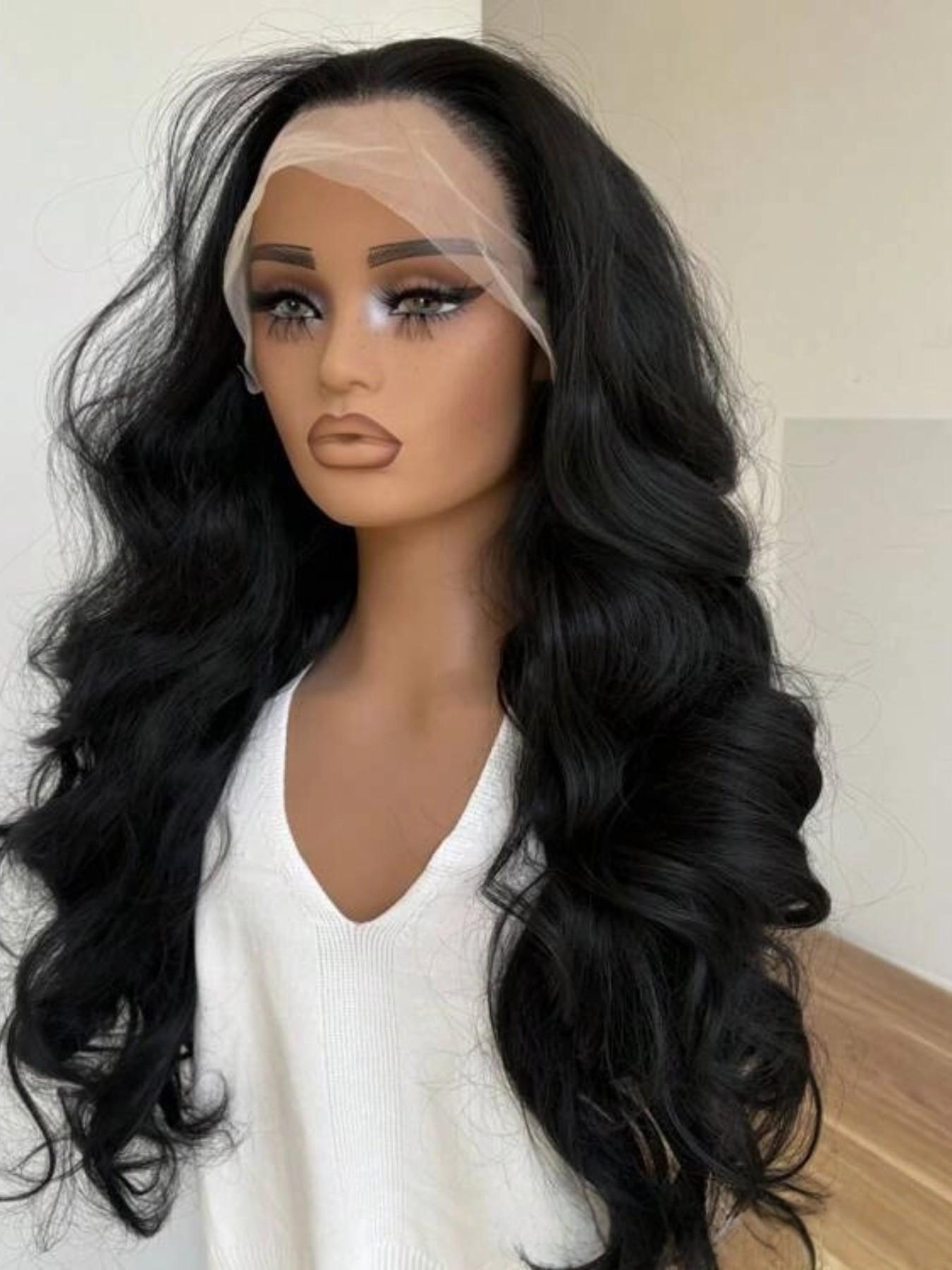 Long Wavy Synthetic Wig with Curtain Bangs, Heat-Resistant Fiber, Ideal for Cosplay, Parties, Stage Performances, Weddings, Synthetic Bodywave Wig