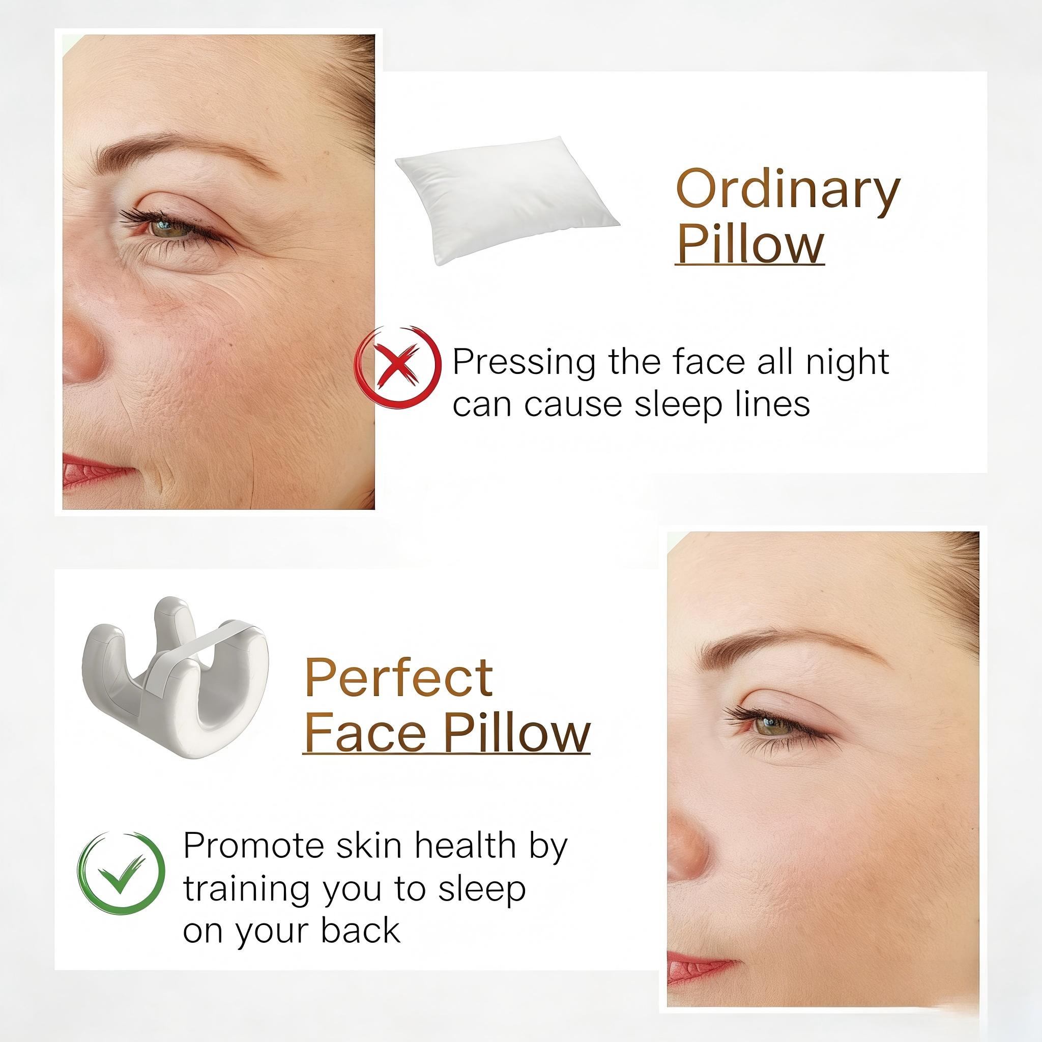 Perfect Facial Pillow Anti-Wrinkle, Youthful Beauty Pillow, Reduces Fine Lines, Silk-Like Cover, Back Sleep Position