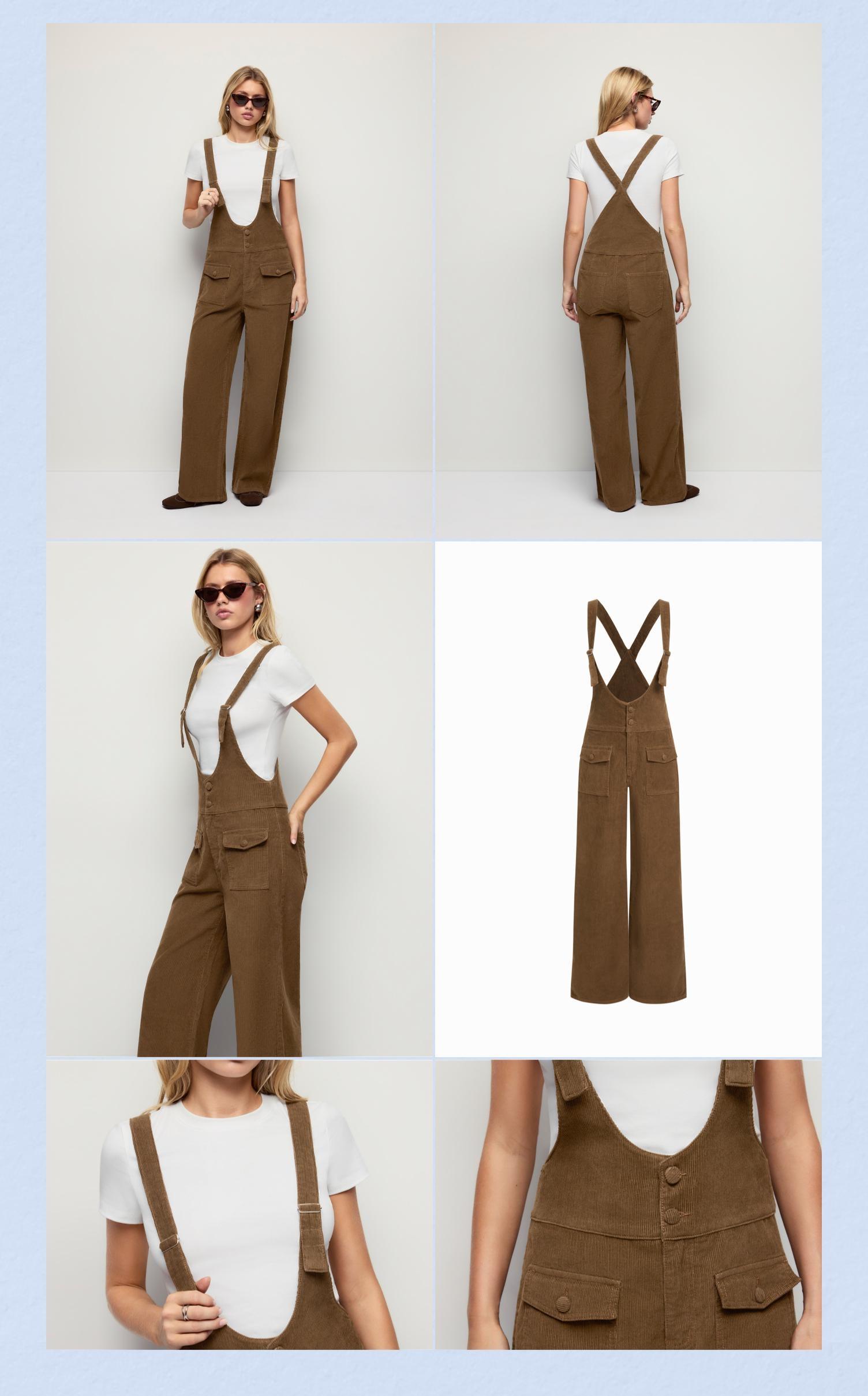 Cider Denim Low Rise Washed Oversized Cargo Overalls