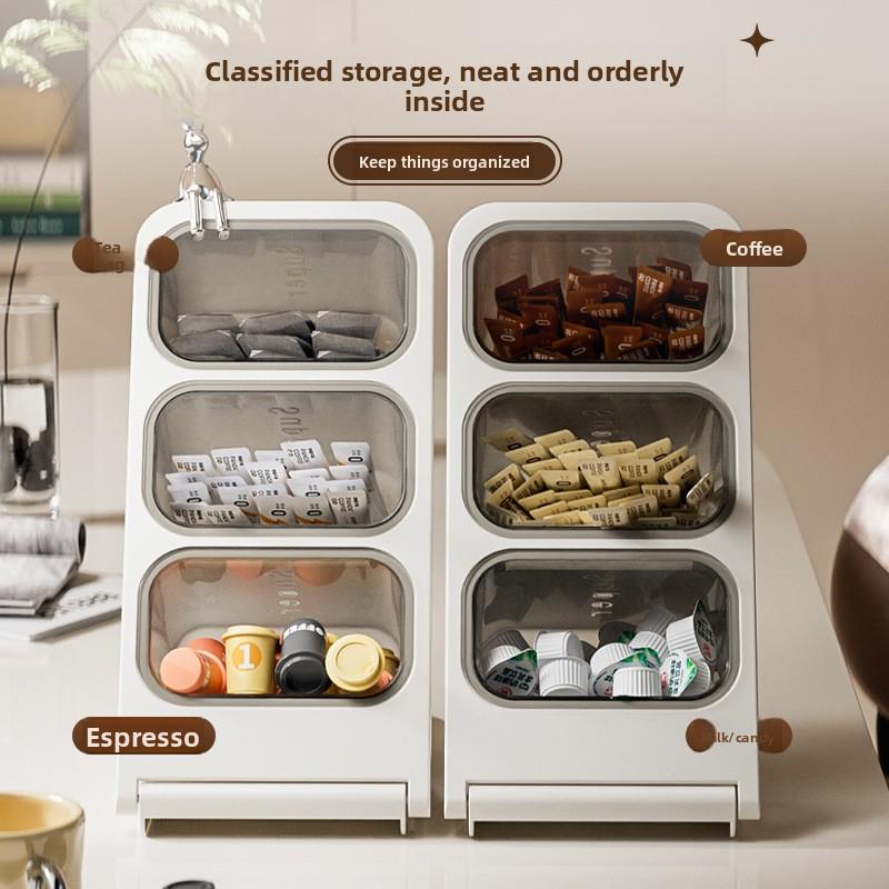 Capsule coffee storage box, desktop organizer, multi-layer tea bag storage box, multifunctional storage box, pen holder, makeup brush storage box, Cosmetic Storage Box